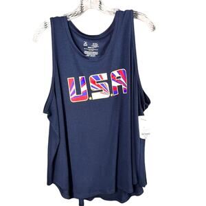 XERSION Performance Quick Dri USA Graphic Tank Top Blue XXL